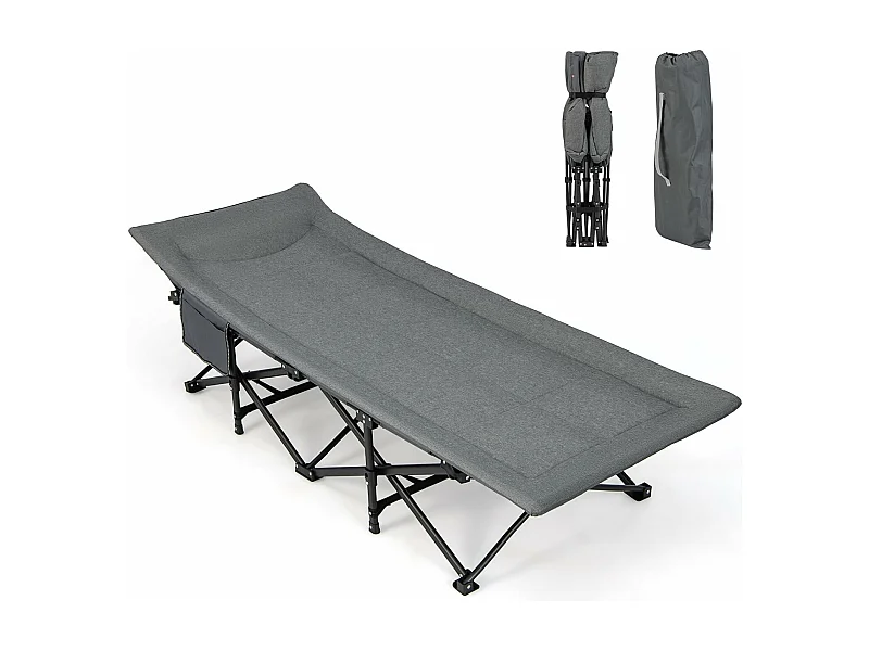 Veldbed inklapbaar, campingbed tot 200 kg belastbaar, opklapbed, draagbare campingstoel, logeerbed voor binnen en buiten (grijs), 190 x 68,5 x 38 cm, ZB33520