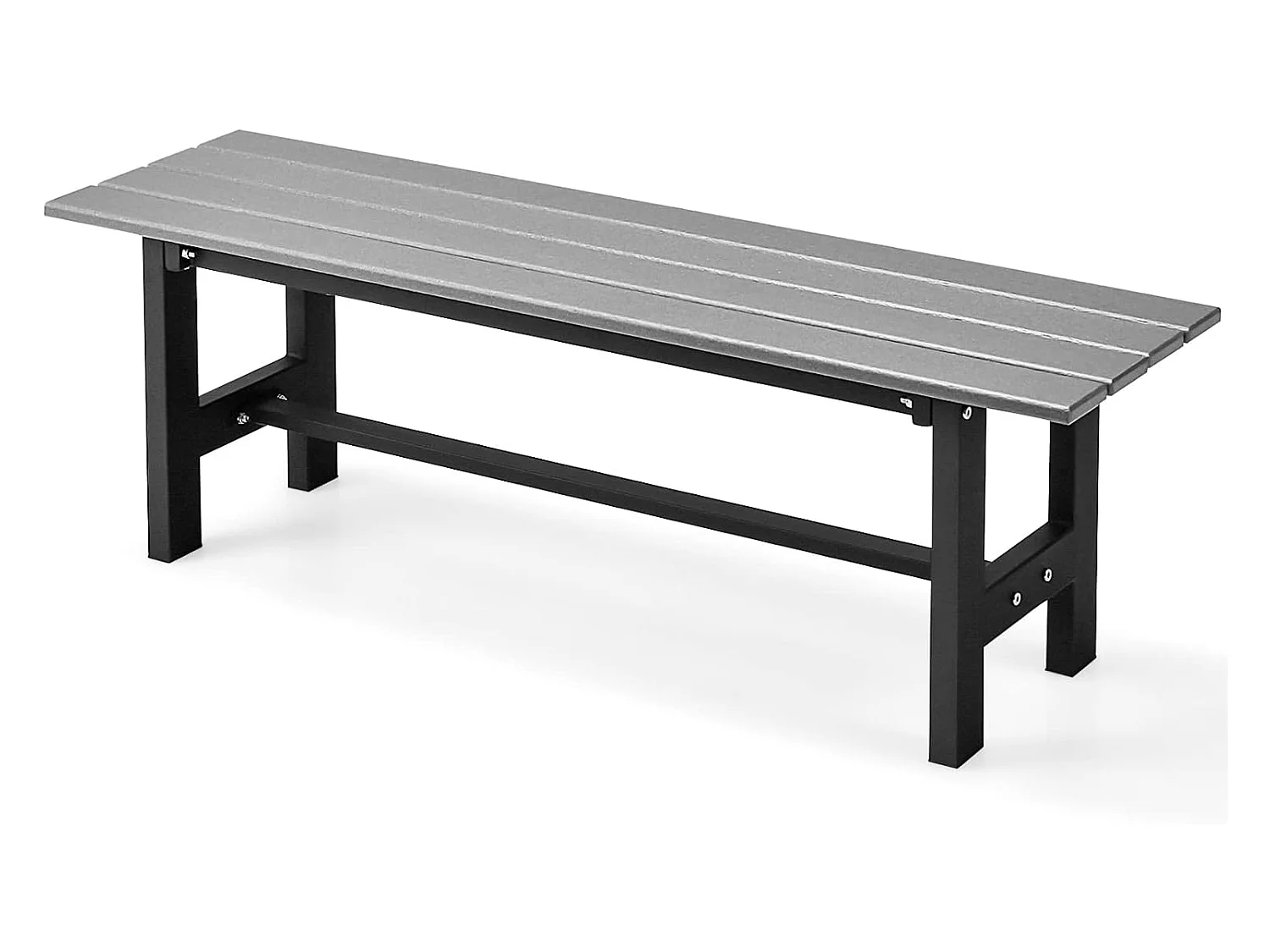 Tuinbank, weerbestendig, 2-zitsbank, all-weather parkbank van HDPE, terrasbank zonder rugleuning voor tuin, park en balkon, 120 x 36 x 40,5 cm (grijs) ZB33351