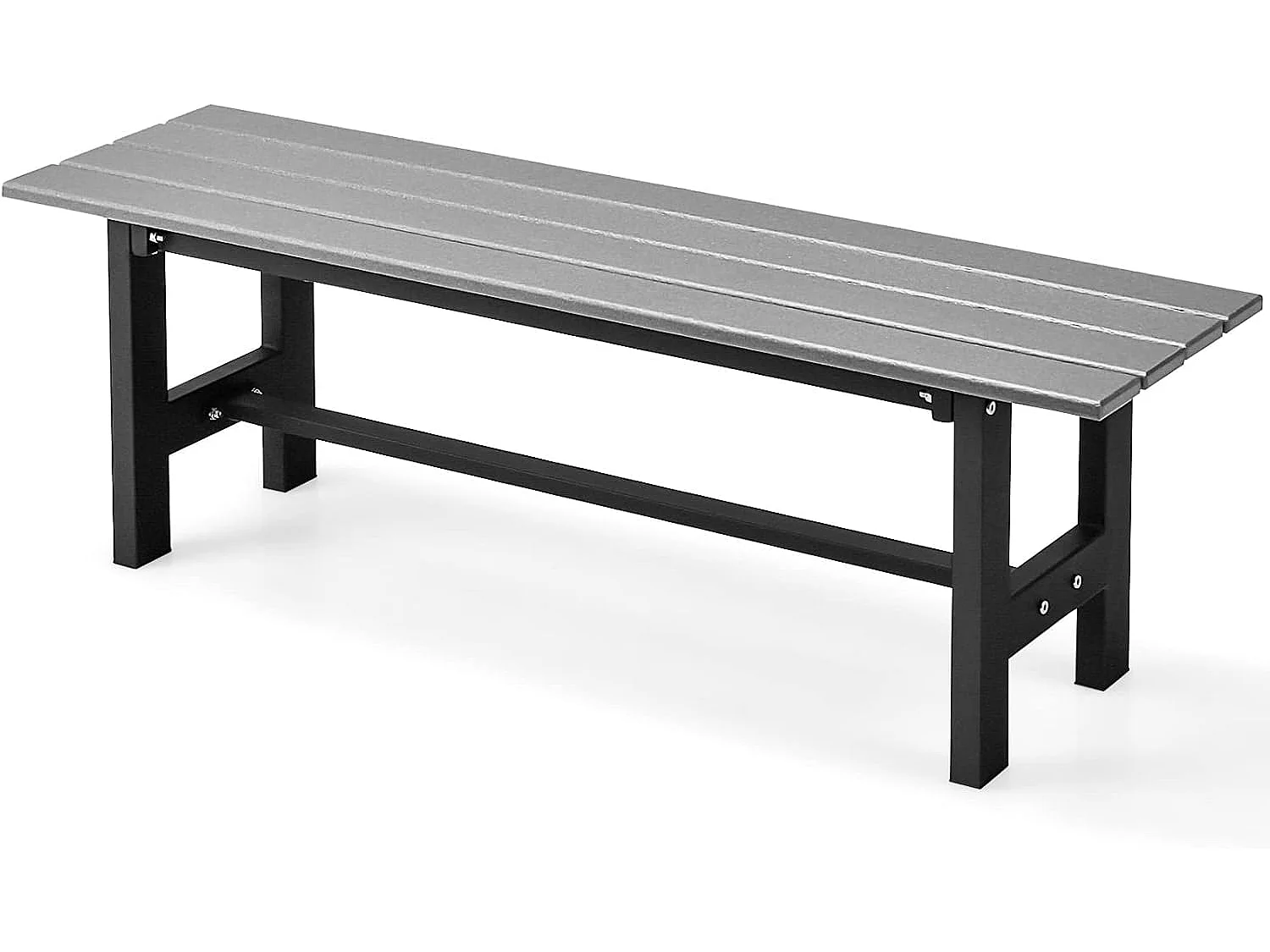 Tuinbank, weerbestendig, 2-zitsbank, all-weather parkbank van HDPE, terrasbank zonder rugleuning voor tuin, park en balkon, 120 x 36 x 40,5 cm (grijs) ZB33351