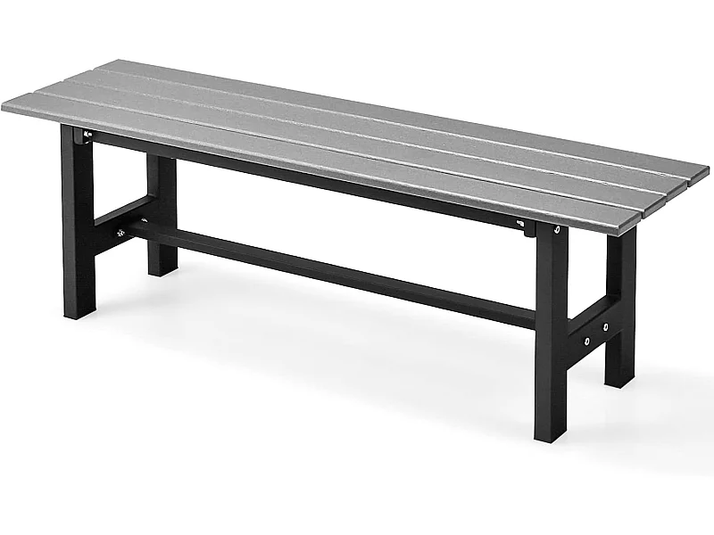 Tuinbank, weerbestendig, 2-zitsbank, all-weather parkbank van HDPE, terrasbank zonder rugleuning voor tuin, park en balkon, 120 x 36 x 40,5 cm (grijs) ZB33351