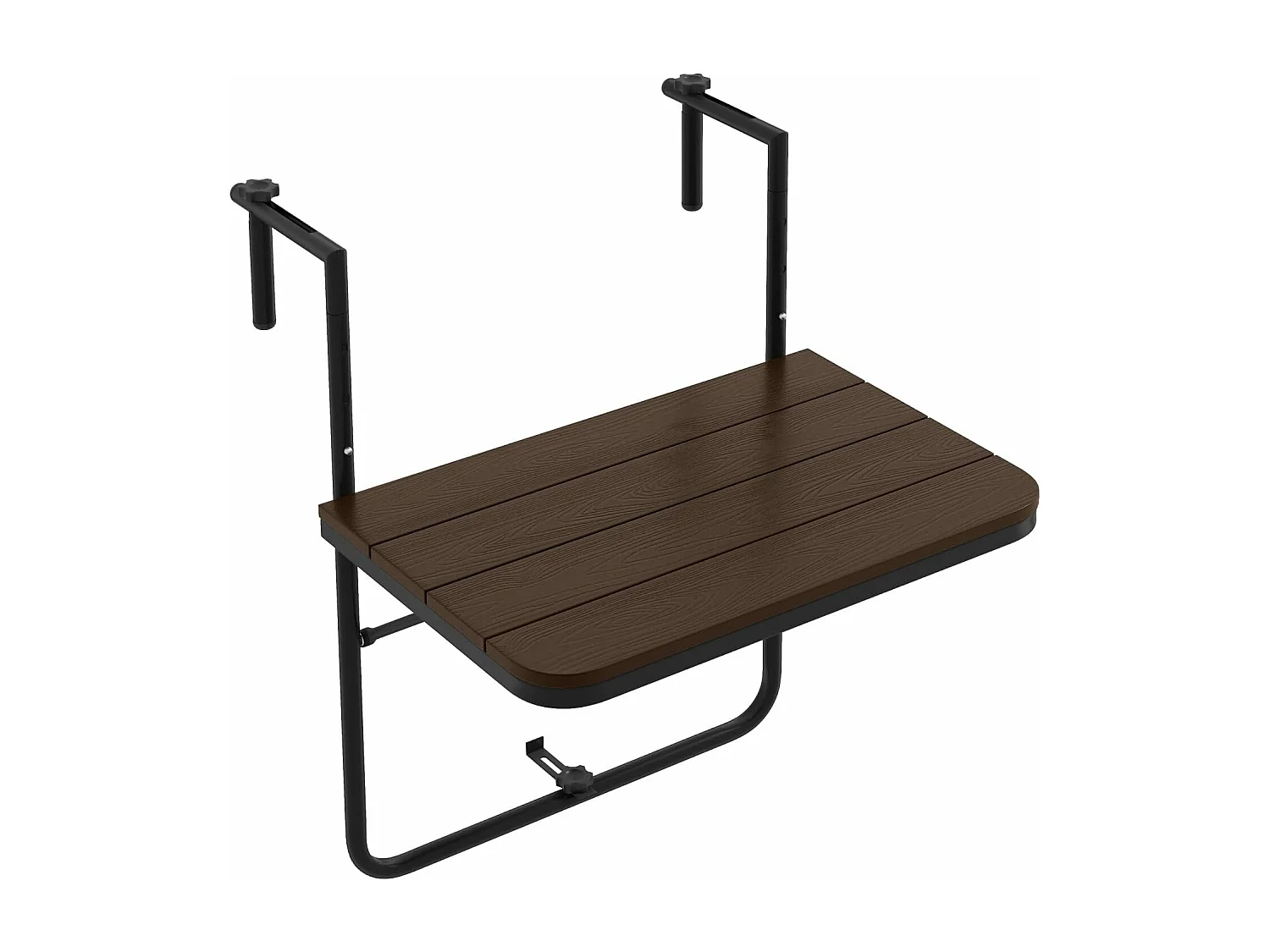 Balkontafel om op te hangen, inklapbare balkonhangtafel met 3-traps verstelbare hoogte, klaptafel, hangtafel,voor balkonleuningen, 60 x 40 cm, koffie ZB33211