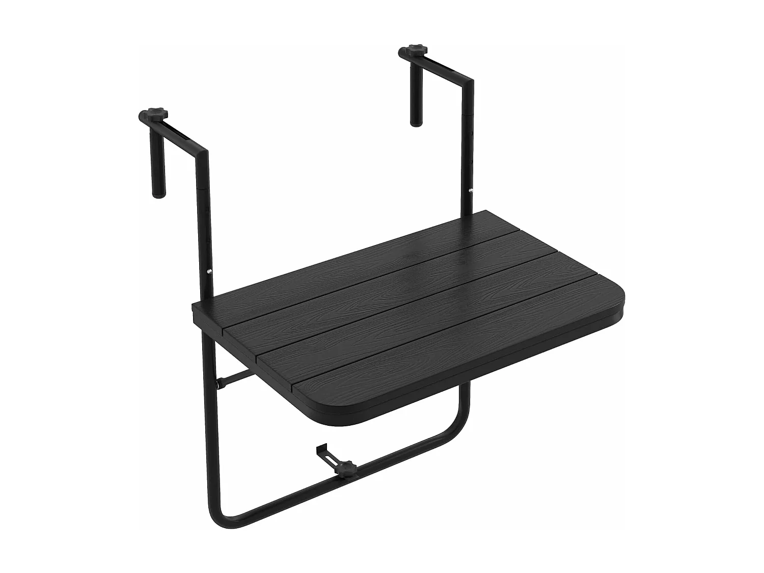 Balkontafel om op te hangen, inklapbare balkonhangtafel met 3-traps verstelbare hoogte, klaptafel, hangtafel, voor balkonleuningen, 60 x 40 cm, zwart ZB33211
