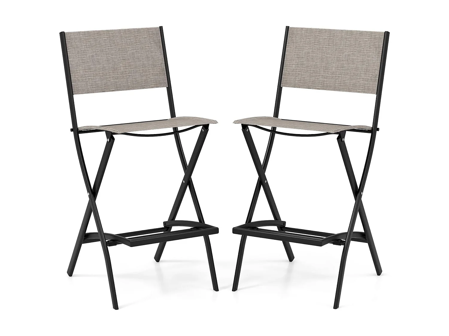 Set van 2 outdoor barkrukken, inklapbare barstoelen met rugleuning en voetensteun, tot 150 kg belastbaar, tuinstoelen voor balkon, tuin en zwembad ZB33563