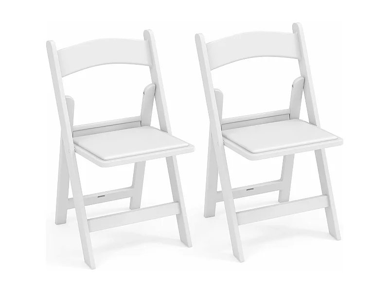 Set van 2 tuinstoelen van kunsthars, klapstoelen, belastbaar tot 500 kg, inklapbare terrasstoelen, balkonstoelen voor tuin,balkon, bruiloft, feest, wit ZB33133