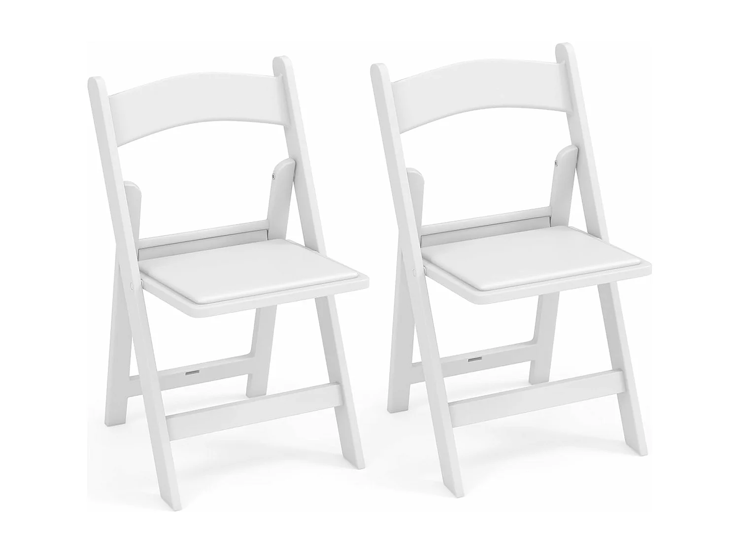 Set van 2 tuinstoelen van kunsthars, klapstoelen, belastbaar tot 500 kg, inklapbare terrasstoelen, balkonstoelen voor tuin,balkon, bruiloft, feest, wit ZB33133