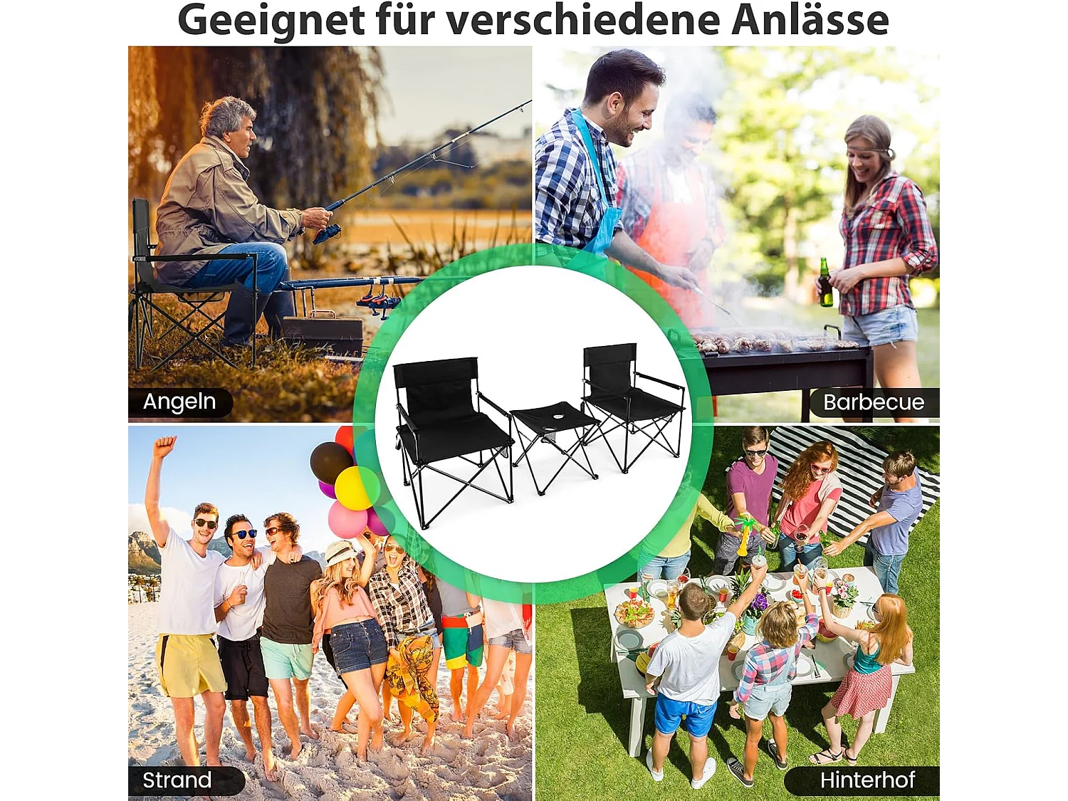 Extra grote campingstoelen, inklapbare visstoelen met opbergtas, bijzettafel met 2 bekerhouders,klapstoelen voor kamperen, vissen ZB33575