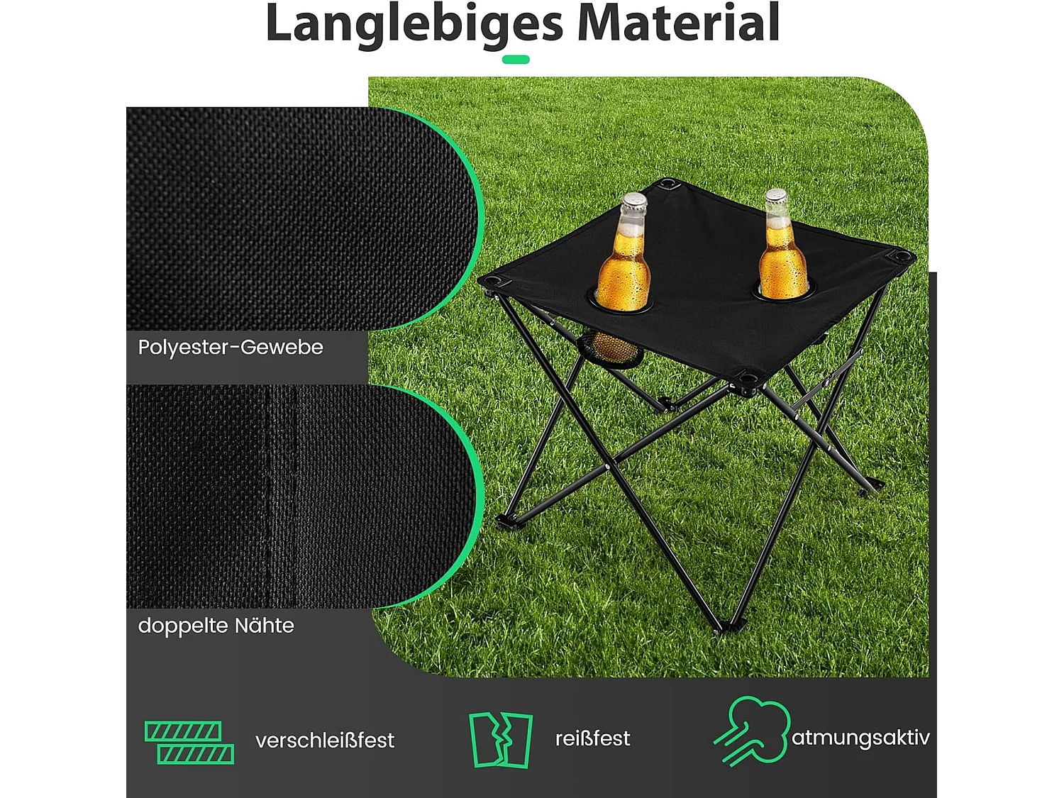 Extra grote campingstoelen, inklapbare visstoelen met opbergtas, bijzettafel met 2 bekerhouders,klapstoelen voor kamperen, vissen ZB33575