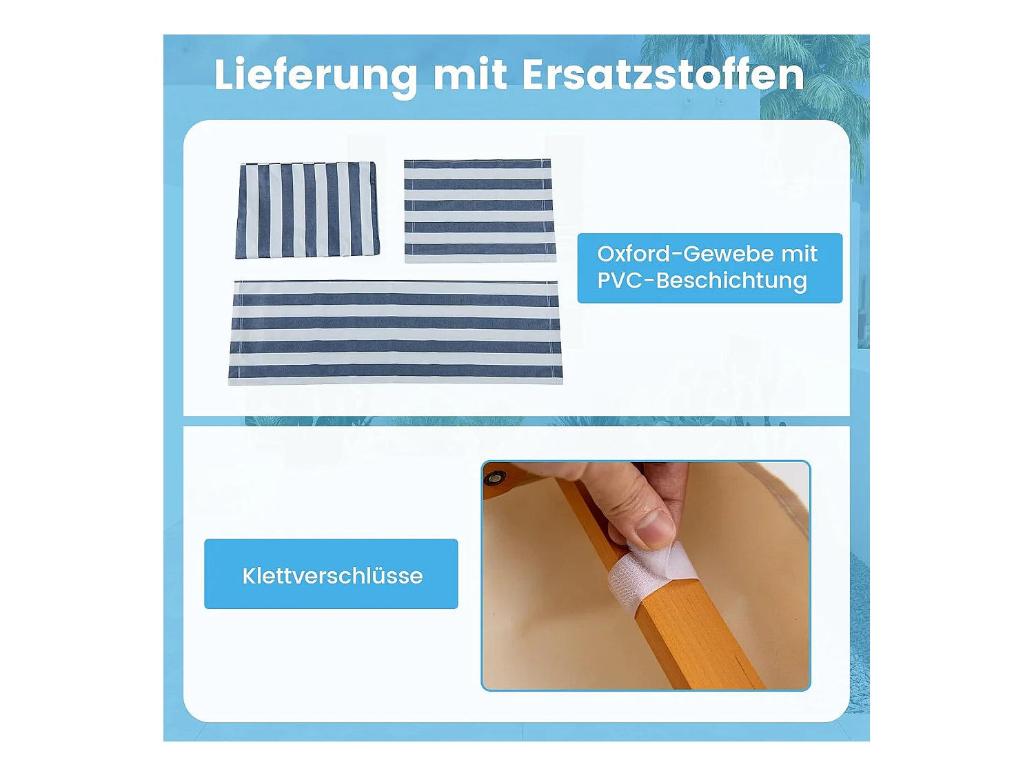 Zonneligstoel met dak, inklapbare ligstoel, houten ligstoel, terrasstoel, strandstoel met reserveonderdelen voor tuin, strand, zwembad ZB33019