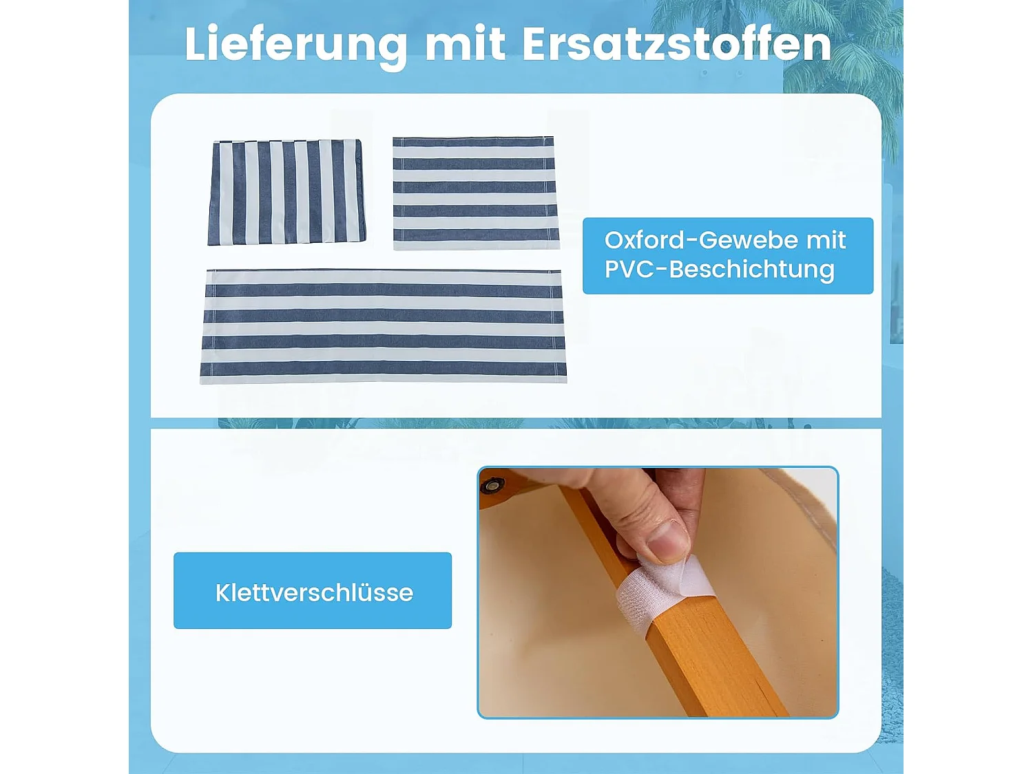 Zonneligstoel met dak, inklapbare ligstoel, houten ligstoel, terrasstoel, strandstoel met reserveonderdelen voor tuin, strand, zwembad ZB33019
