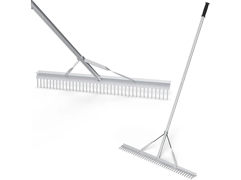 Hark, tuinhark van aluminium met 91 cm brede rekenkop, 36 tanden en 174 cm lange handgreep,bladhark voor het losmaken van de grond