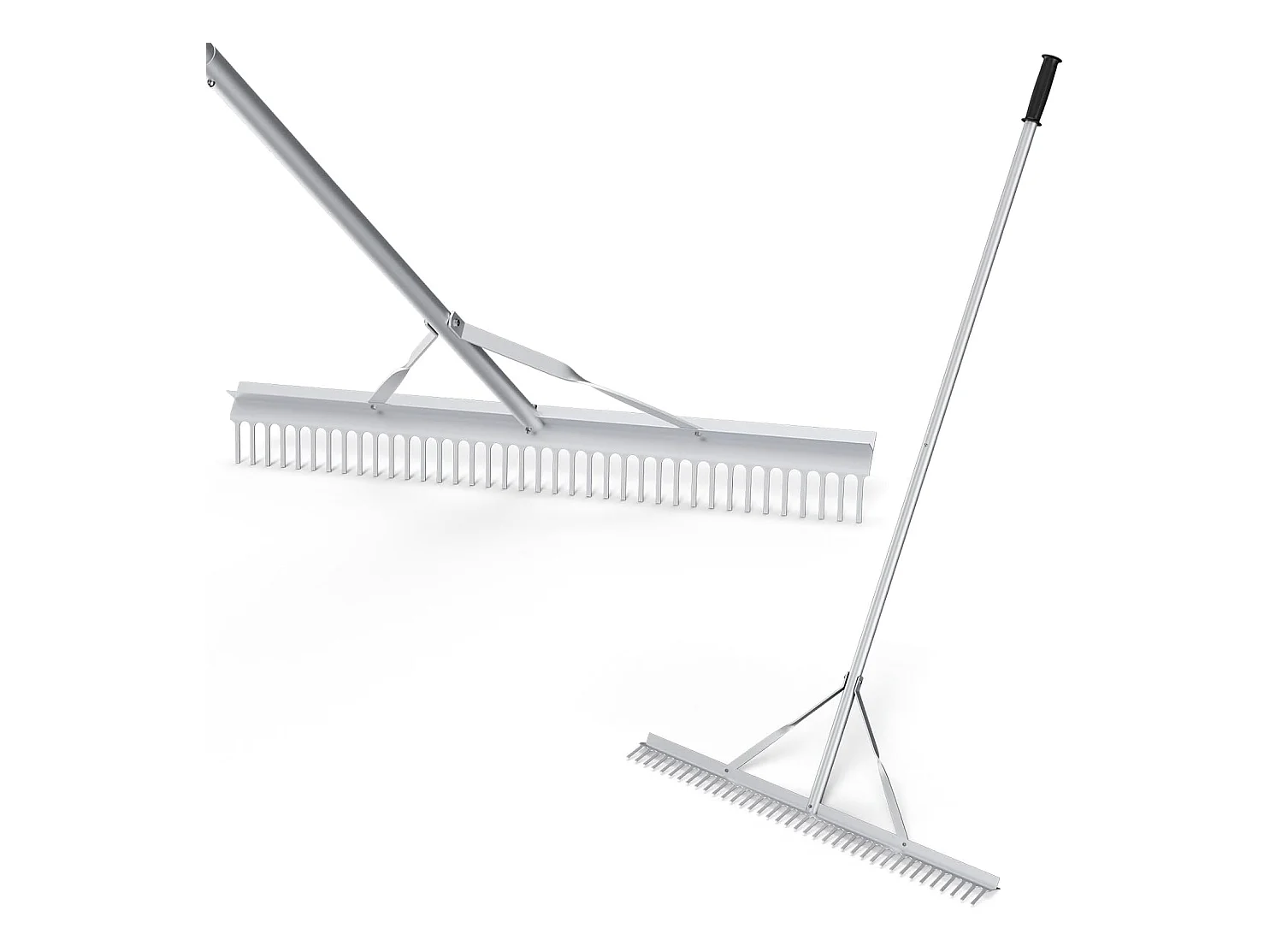 Hark, tuinhark van aluminium met 91 cm brede rekenkop, 36 tanden en 174 cm lange handgreep,bladhark voor het losmaken van de grond