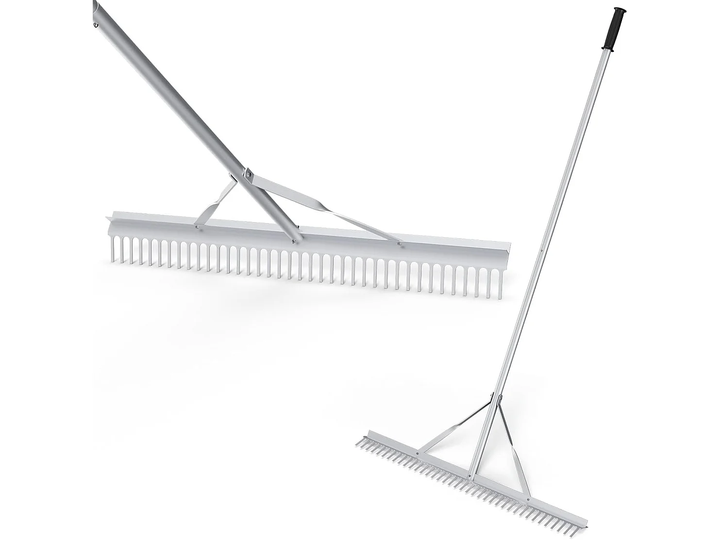 Hark, tuinhark van aluminium met 91 cm brede rekenkop, 36 tanden en 174 cm lange handgreep,bladhark voor het losmaken van de grond