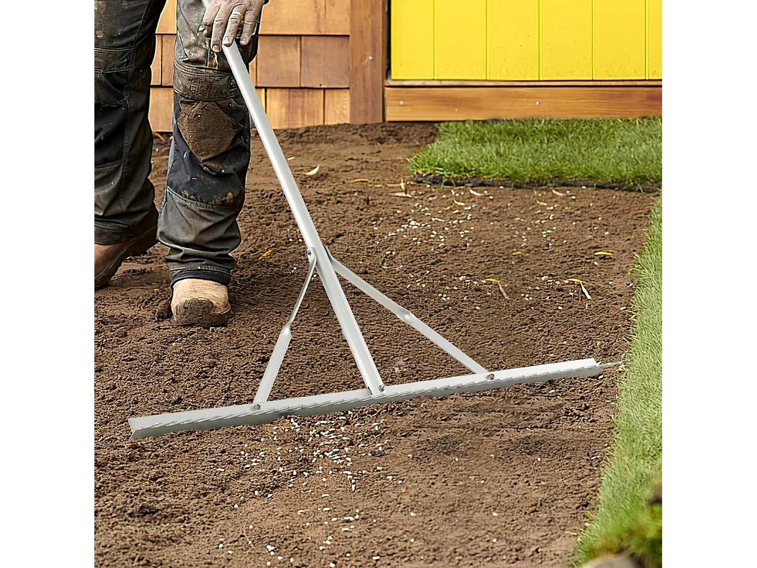 Hark, tuinhark van aluminium met 91 cm brede rekenkop, 36 tanden en 174 cm lange handgreep,bladhark voor het losmaken van de grond