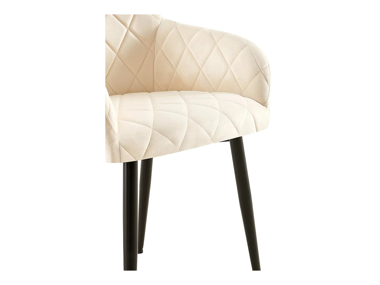 Lot de 2  chaises avec accoudoirs - Velours - Crème - Monett