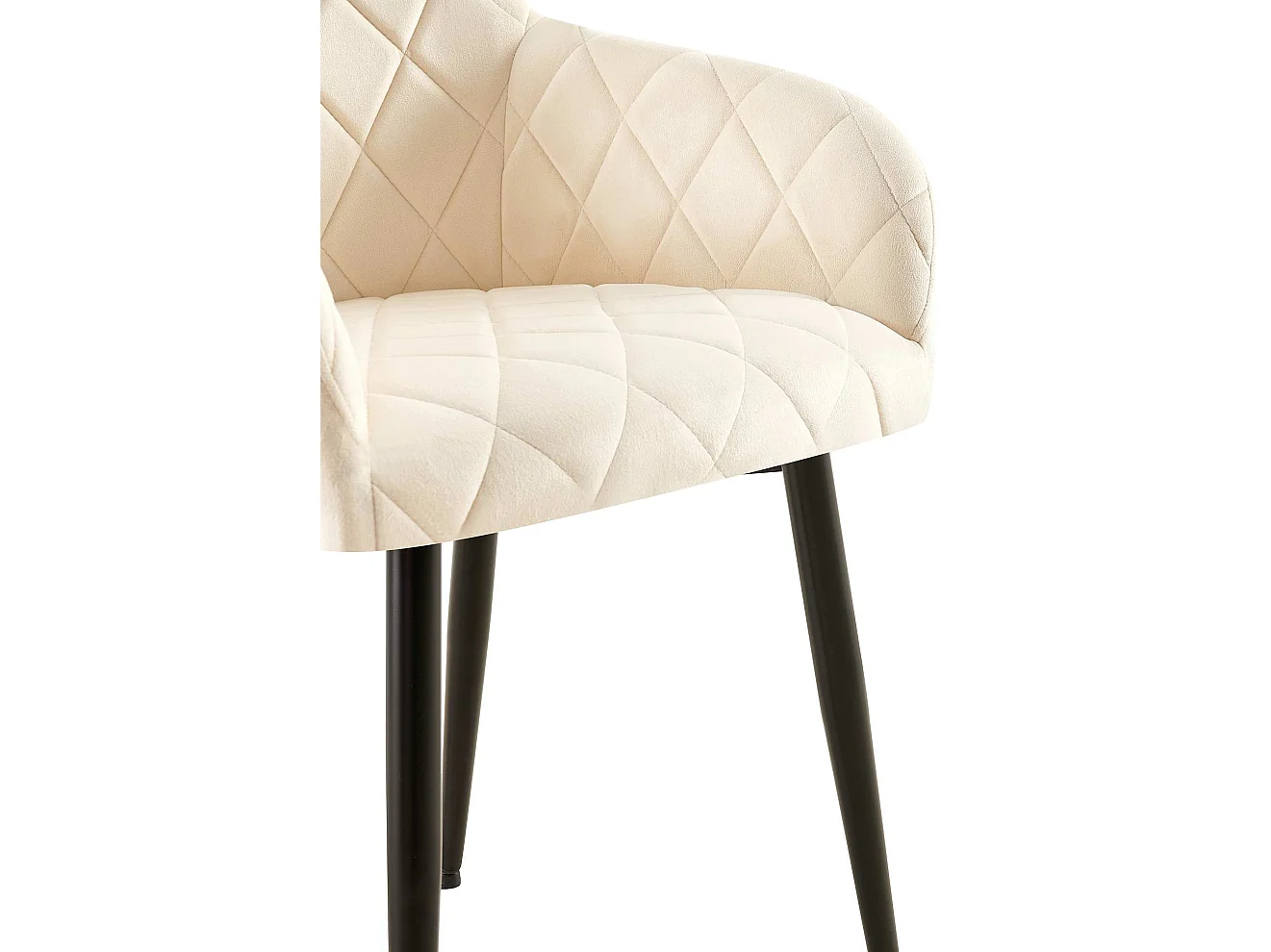 Lot de 2  chaises avec accoudoirs - Velours - Crème - Monett