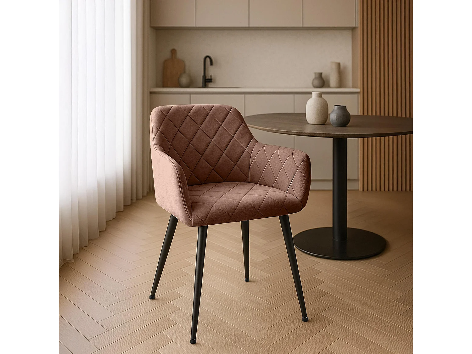 Lot de 2  chaises avec accoudoirs - Velours - Marron - Monett