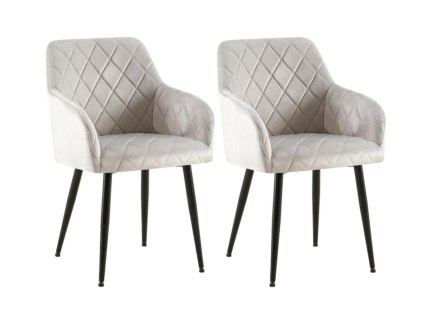 Lot de 2  chaises avec accoudoirs - Velours - Gris - Monett