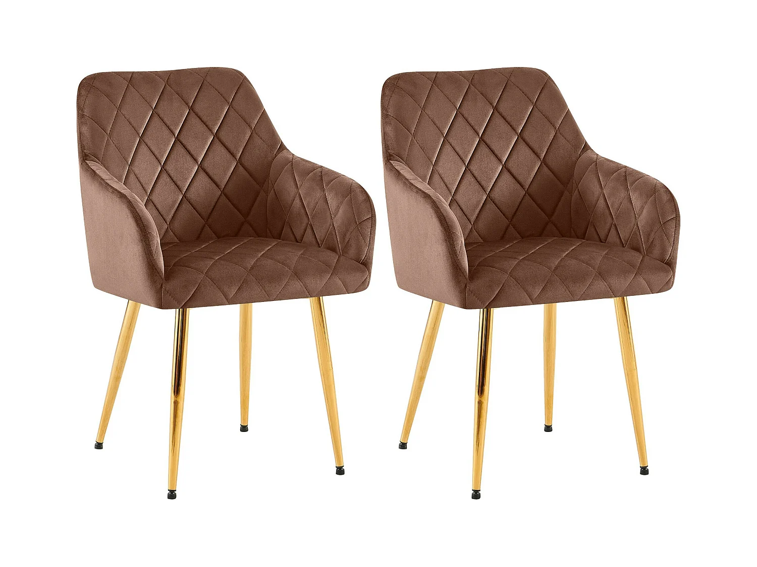 Lot de 2  chaises avec accoudoirs - Velours - Marron - Monett