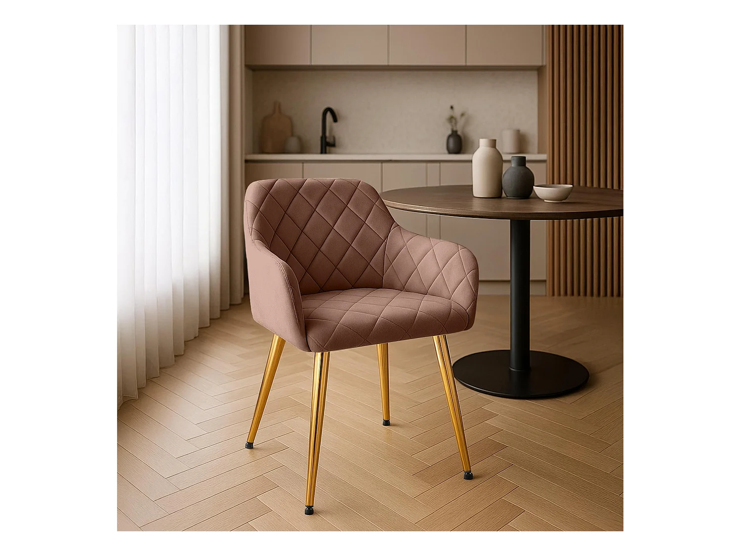 Lot de 2  chaises avec accoudoirs - Velours - Marron - Monett