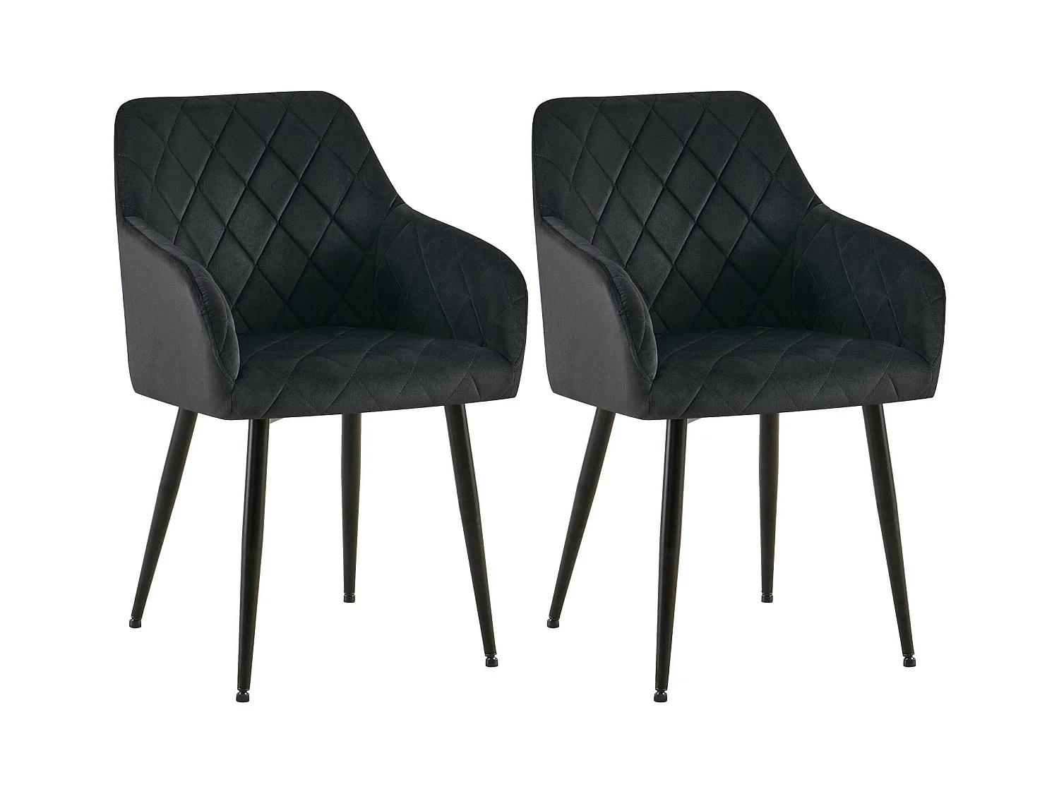Lot de 2  chaises avec accoudoirs - Velours - Noir - Monett