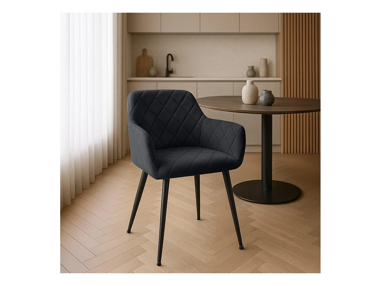 Lot de 2  chaises avec accoudoirs - Velours - Noir - Monett