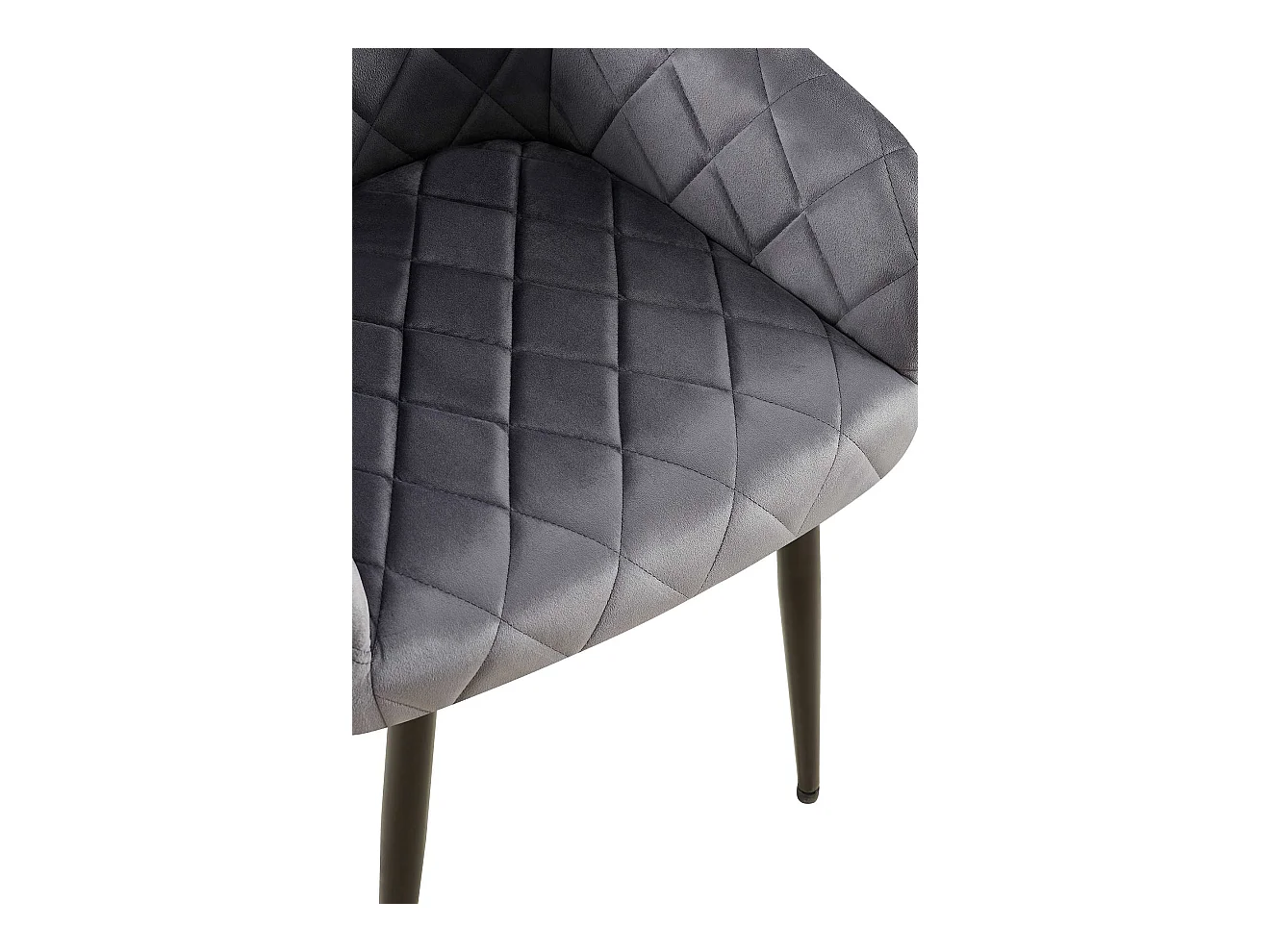 Lot de 2  chaises avec accoudoirs - Velours - Gris foncé - Monett