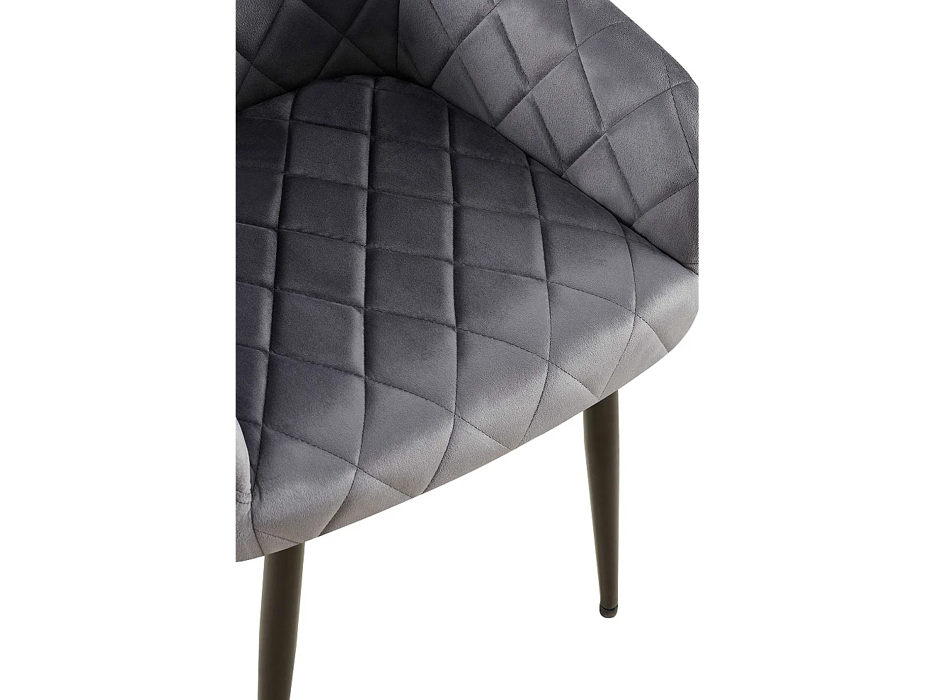 Lot de 2  chaises avec accoudoirs - Velours - Gris foncé - Monett