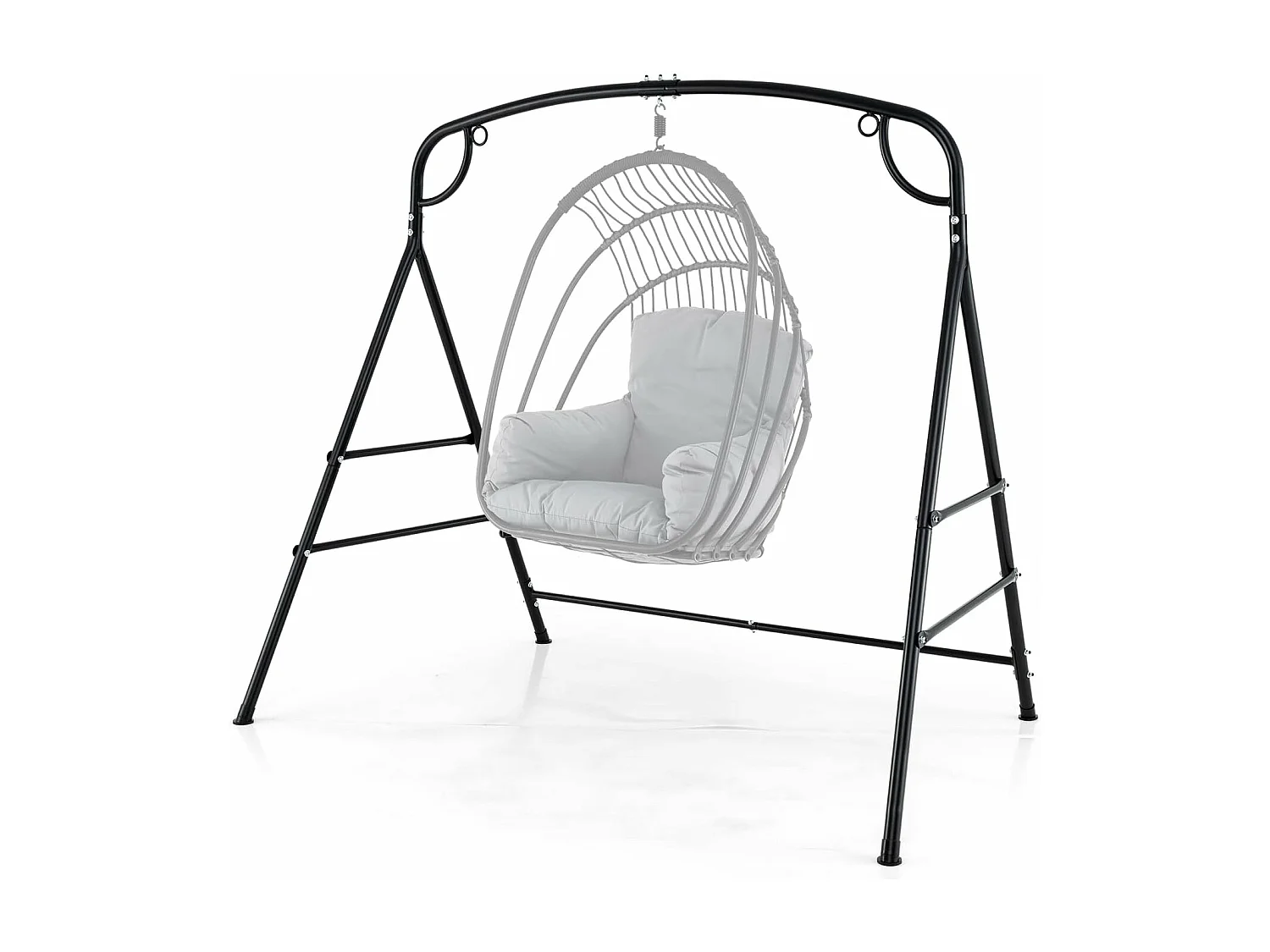 Schommelframe met 2 ophangmogelijkheden, frame voor nestschommel, hangstoel, hangbank, schommelframe van metaal, voor binnen of buiten ZB34211