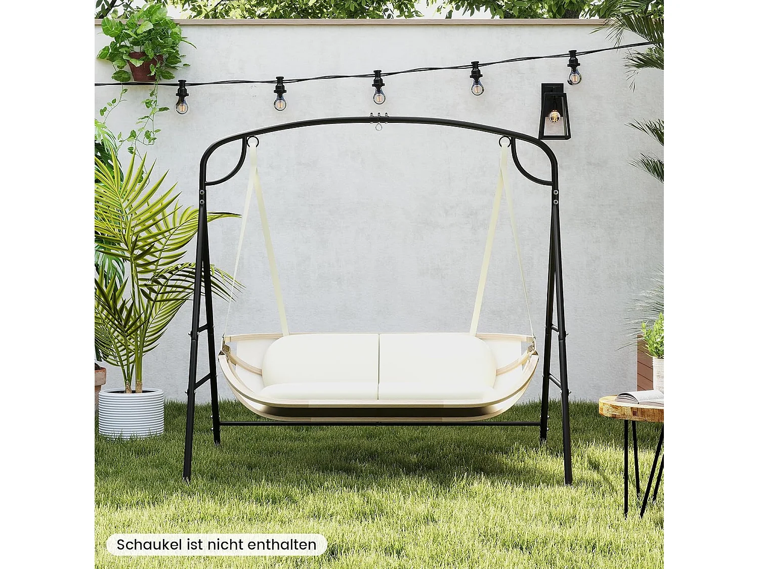 Schommelframe met 2 ophangmogelijkheden, frame voor nestschommel, hangstoel, hangbank, schommelframe van metaal, voor binnen of buiten ZB34211