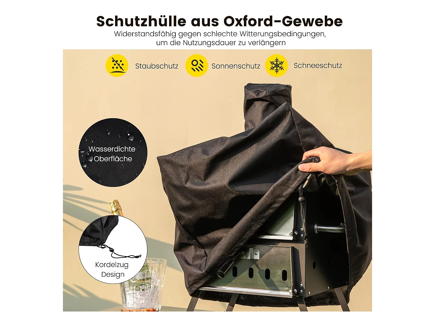 Outdoor pizzaoven, 2-laags pizzaoven met grillrooster, pizzasteen, pizzaschep, afdekking, hittebestendige handgrepen, voor picknick, feest, camping ZB32036