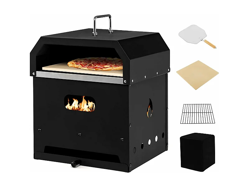 4-in-1 pizzaoven, outdoor grill, houtgestookte pizzaoven, pizzasteen, pizzaschep en grillrooster, draagbare tuinoven voor tuin, camping, feest