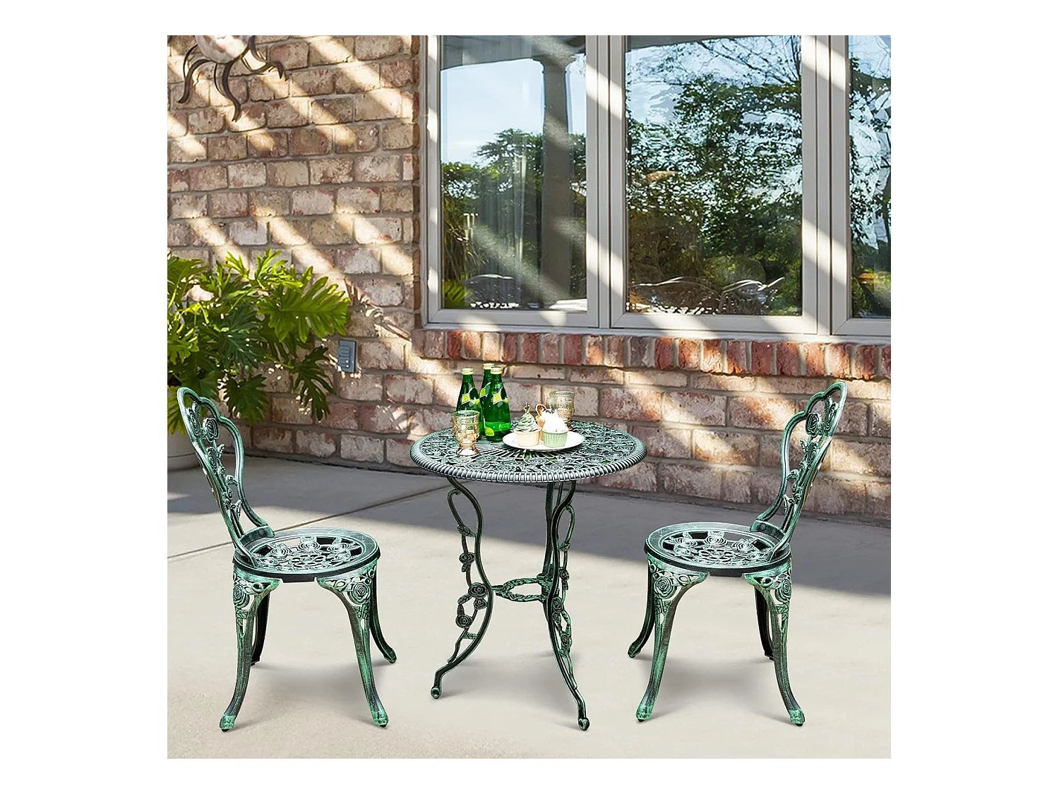 3-delige tuinmeubelset, balkonset met 2 stoelen en tafel, balkonmeubels, terrasmeubels, tuinset, zitgroep voor terras,AB92817