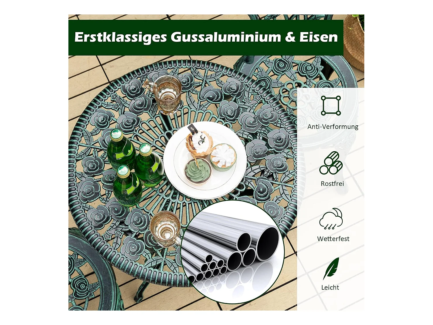 3-delige tuinmeubelset, balkonset met 2 stoelen en tafel, balkonmeubels, terrasmeubels, tuinset, zitgroep voor terras,AB92817