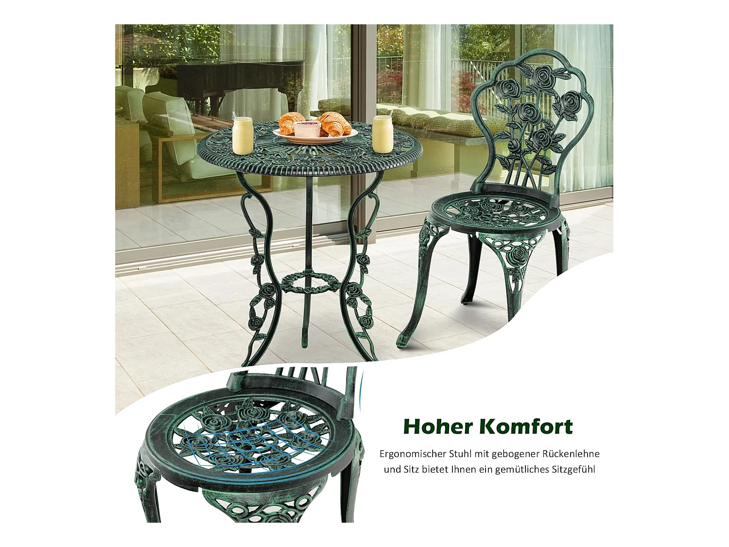 3-delige tuinmeubelset, balkonset met 2 stoelen en tafel, balkonmeubels, terrasmeubels, tuinset, zitgroep voor terras,AB92817