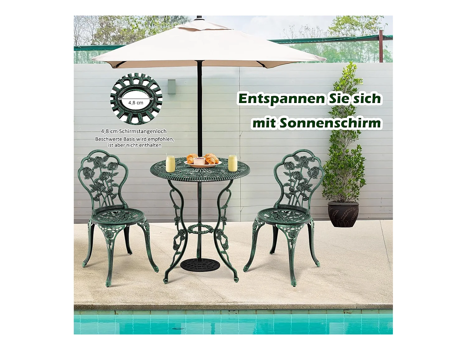 3-delige tuinmeubelset, balkonset met 2 stoelen en tafel, balkonmeubels, terrasmeubels, tuinset, zitgroep voor terras,AB92817