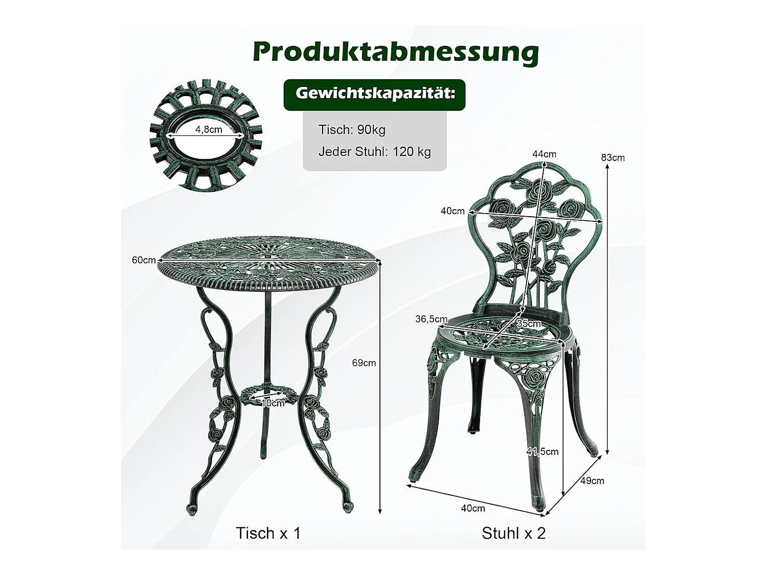 3-delige tuinmeubelset, balkonset met 2 stoelen en tafel, balkonmeubels, terrasmeubels, tuinset, zitgroep voor terras,AB92817