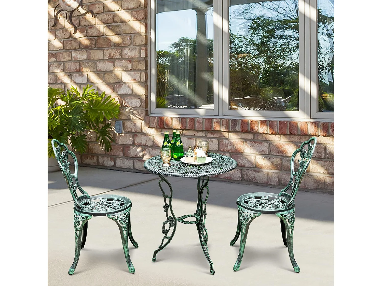 3-delige tuinmeubelset, balkonset met 2 stoelen en tafel, balkonmeubels, terrasmeubels, tuinset, zitgroep voor terras,AB92817