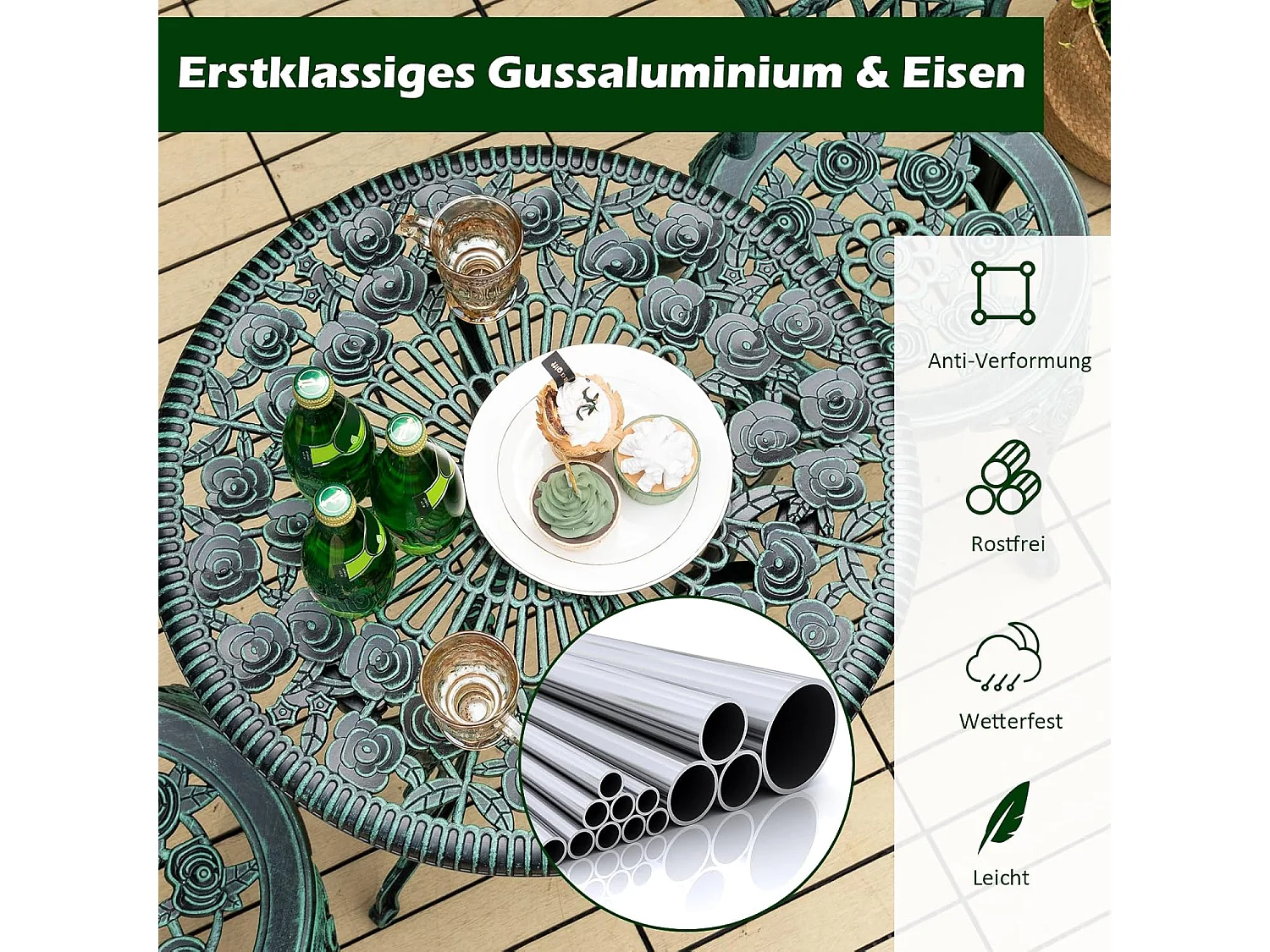 3-delige tuinmeubelset, balkonset met 2 stoelen en tafel, balkonmeubels, terrasmeubels, tuinset, zitgroep voor terras,AB92817