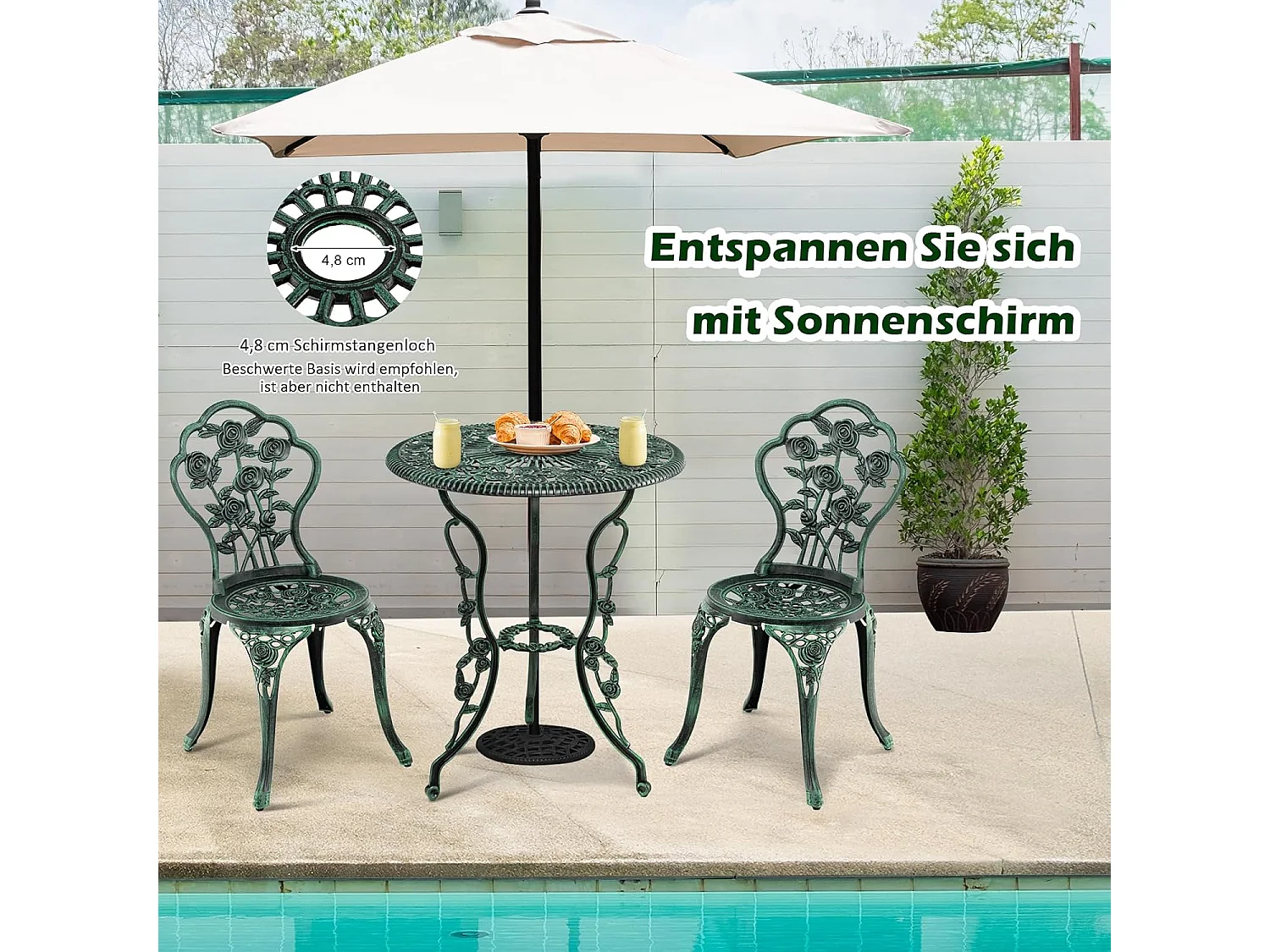 3-delige tuinmeubelset, balkonset met 2 stoelen en tafel, balkonmeubels, terrasmeubels, tuinset, zitgroep voor terras,AB92817