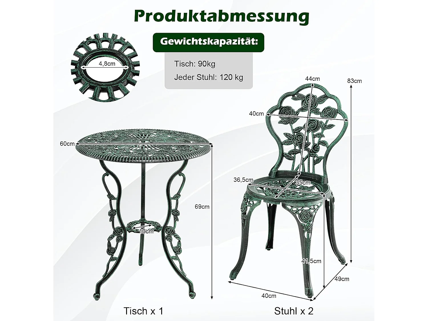 3-delige tuinmeubelset, balkonset met 2 stoelen en tafel, balkonmeubels, terrasmeubels, tuinset, zitgroep voor terras,AB92817
