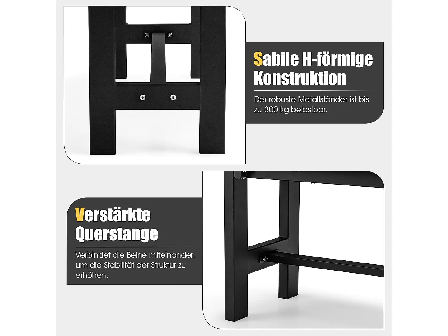 Tuinbank, 2-zits, tot 300 kg belastbaar, parkeerbank, van HDPE, terrasbank zonder rugleuning voor tuin, park, balkon, 120 x 36 x 40,5 cm (zwart) ZB33351