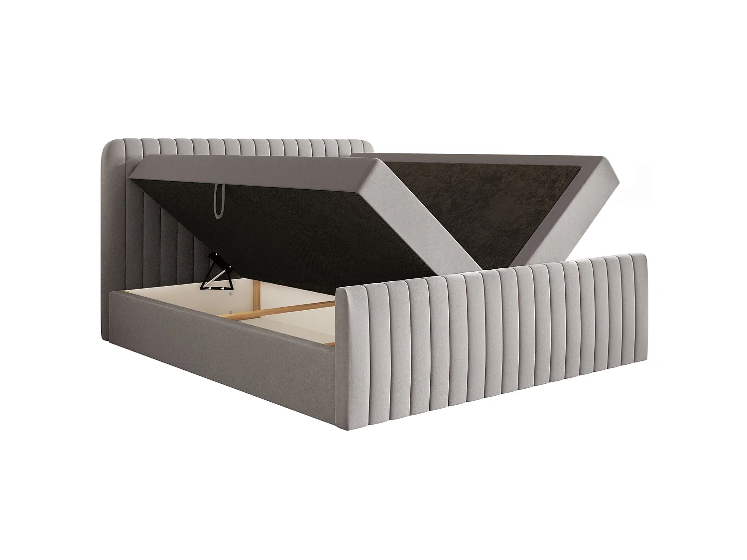 Boxspringbett mit Bettkasten - Topper und Chenille-Bezug - Greige - 200x200 cm - SALIANO