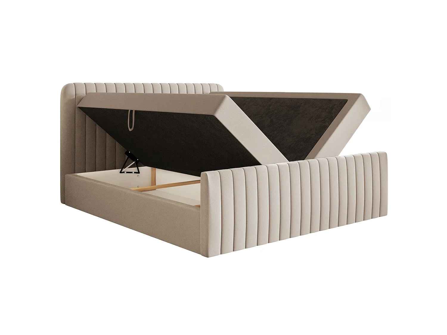 Lit continental avec surmatelas - 200x200 cm - chenille beige - SALIANO