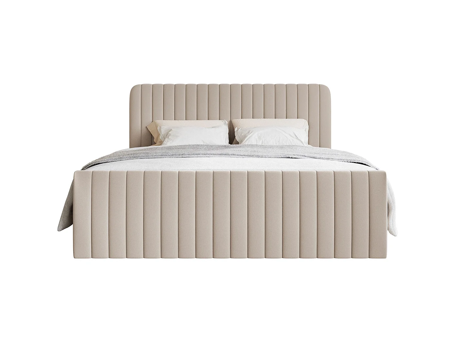 Lit continental avec surmatelas - 200x200 cm - chenille beige - SALIANO