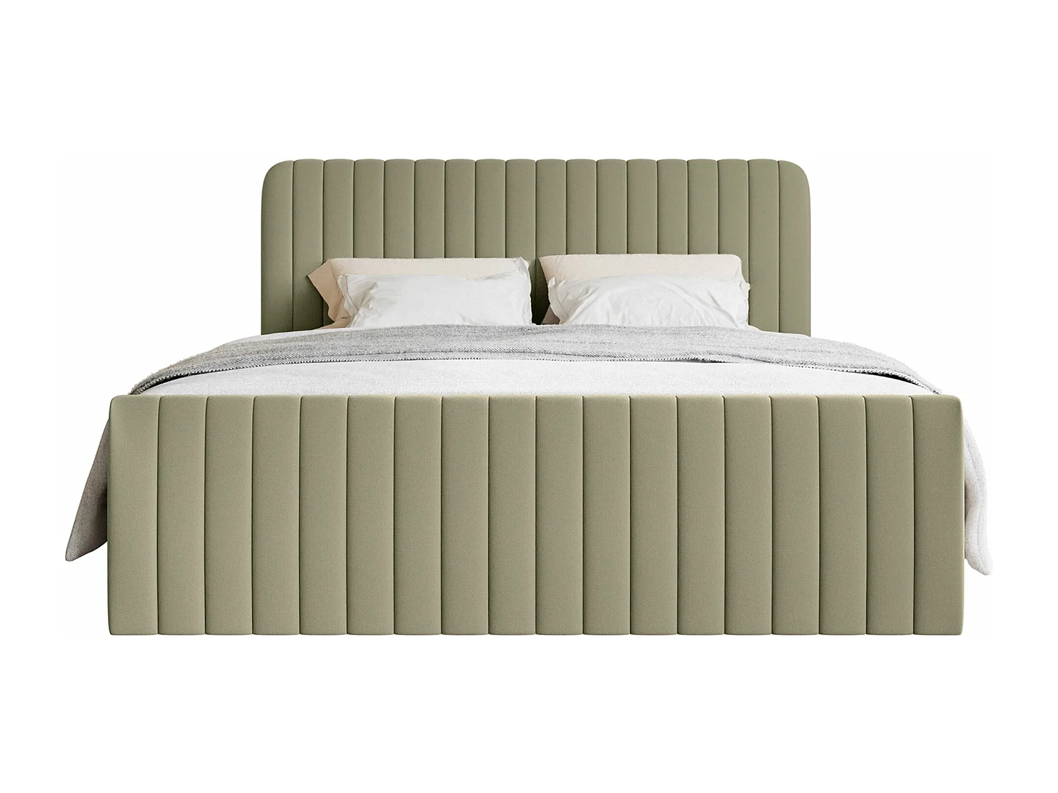 Continentaal bed met matrastopper - 200x200 cm - donker olijfgroen chenille - SALIANO