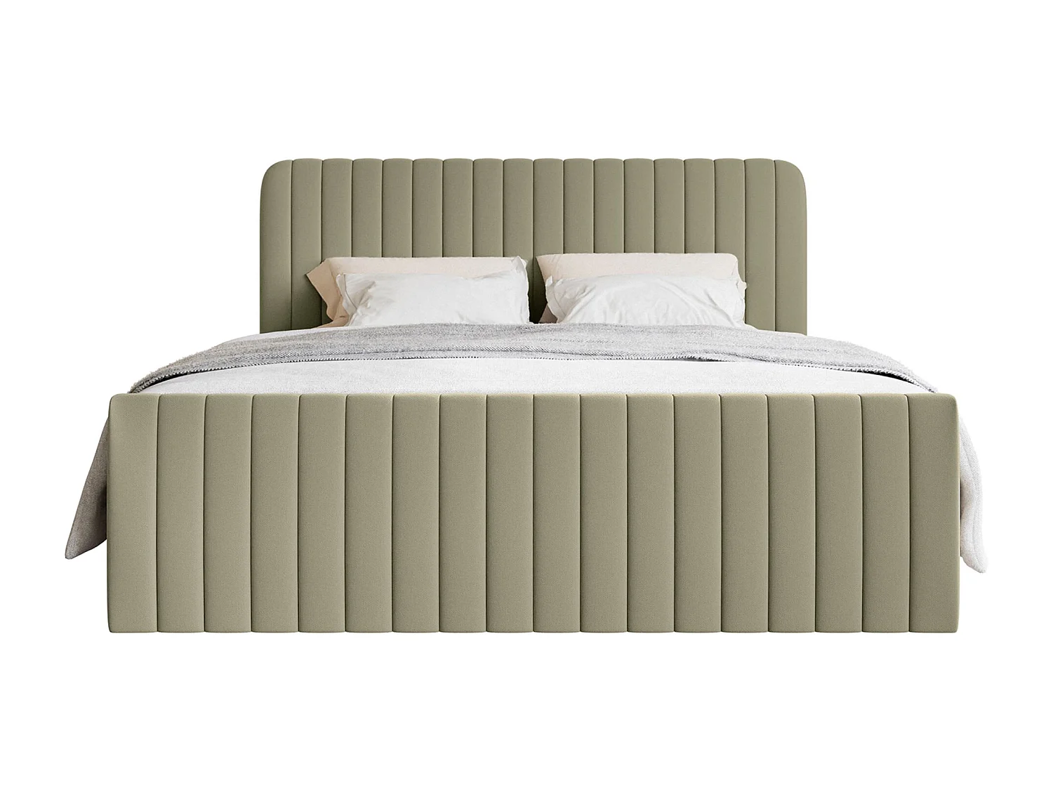 Lit continental avec surmatelas - 200x200 cm - chenille olive foncé - SALIANO
