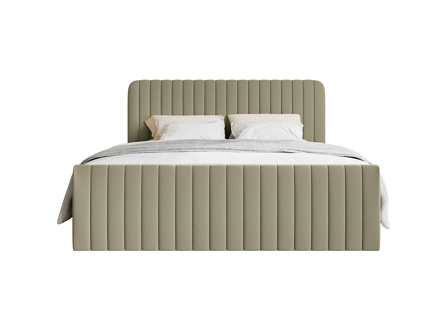 Lit continental avec surmatelas - 200x200 cm - chenille olive foncé - SALIANO