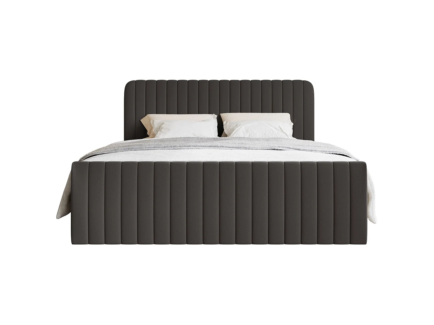 Lit continental avec surmatelas - 200x200 cm - chenille graphite - SALIANO