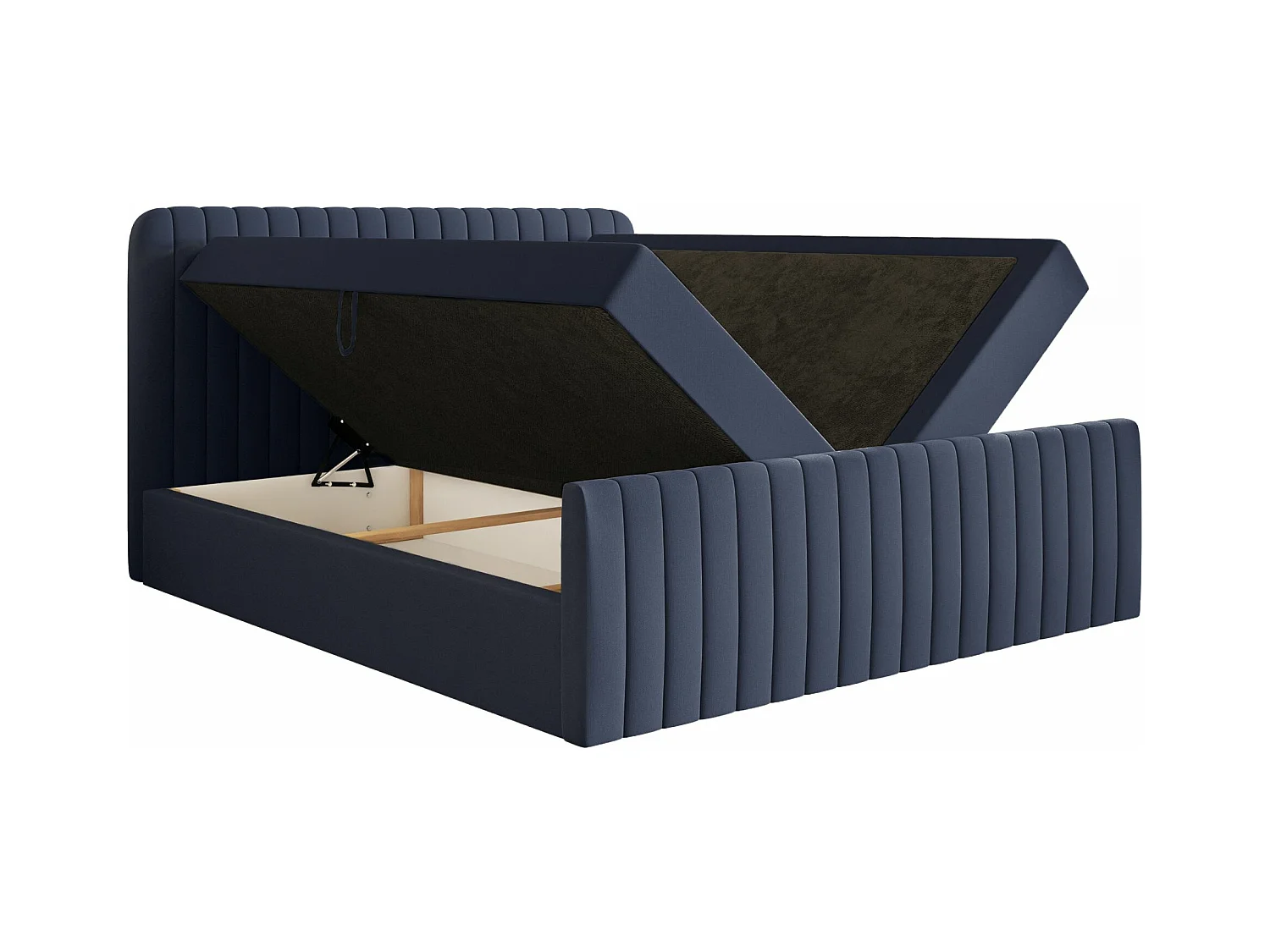Lit continental avec surmatelas - 200x200 cm - chenille marine - SALIANO