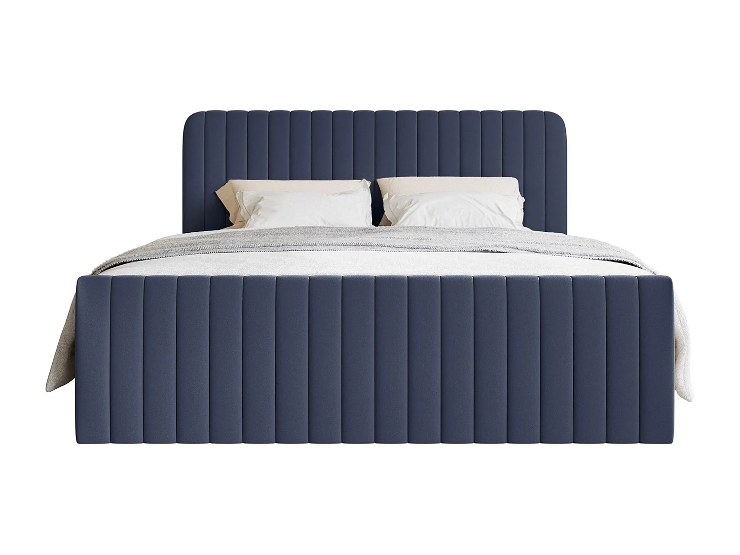 Lit continental avec surmatelas - 200x200 cm - chenille marine - SALIANO
